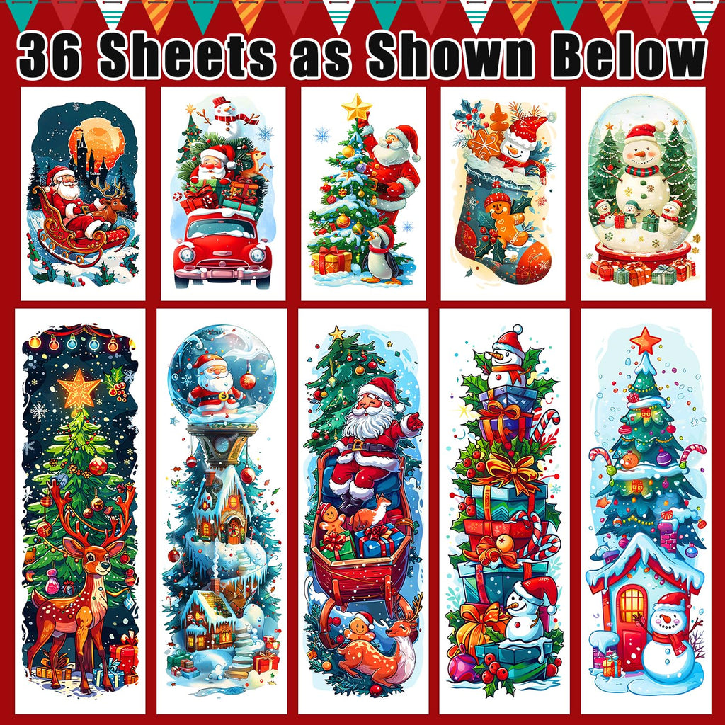 Leesgel 36 Sheets Christmas Full Arm Tattoos for Kids – Snowy Santa and Snowmen