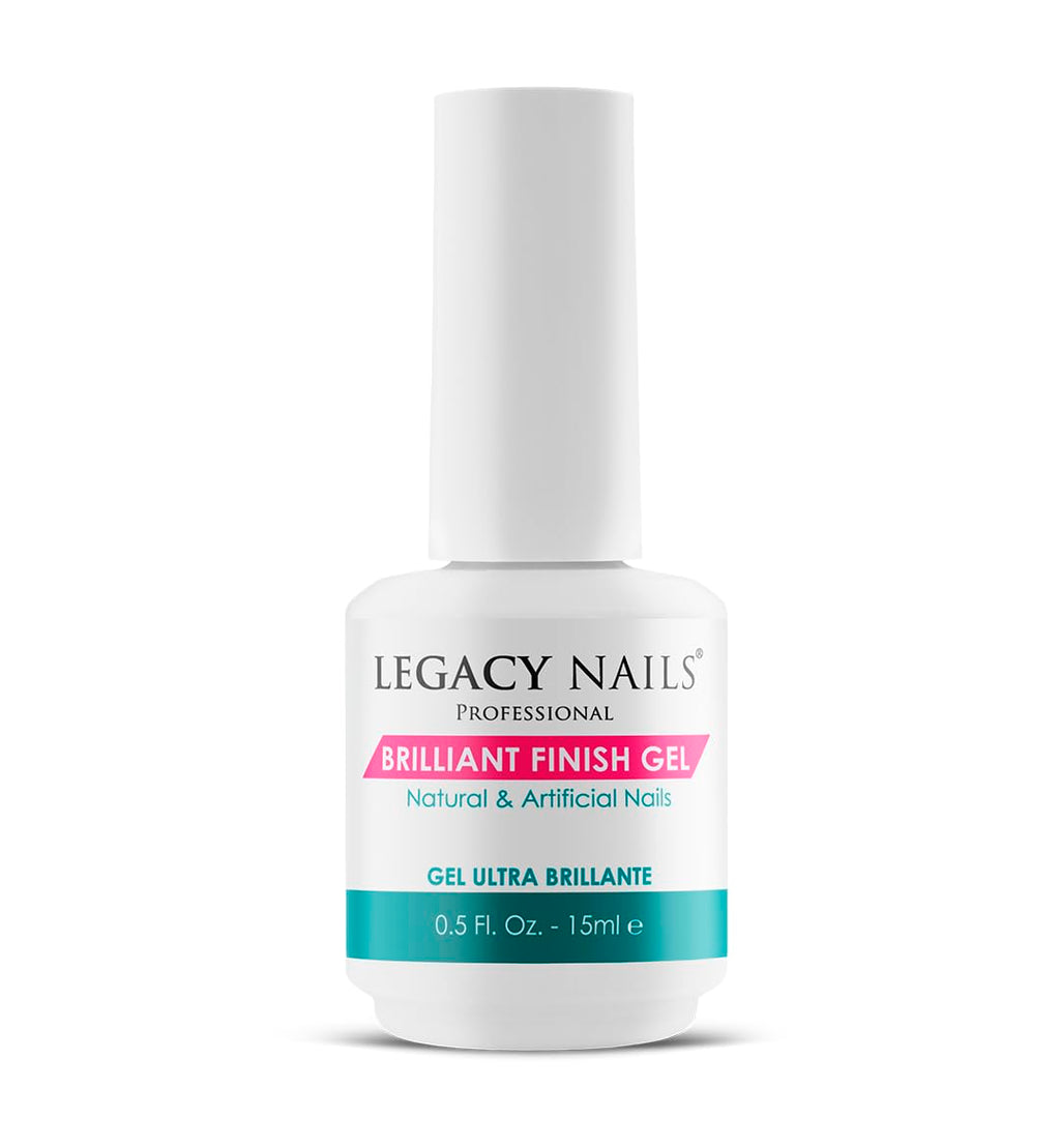 Legacy Nails BRILLANT FINISH GEL Top Coat 0.5oz — High-Gloss, Chip-Resistant, Quick-Curing