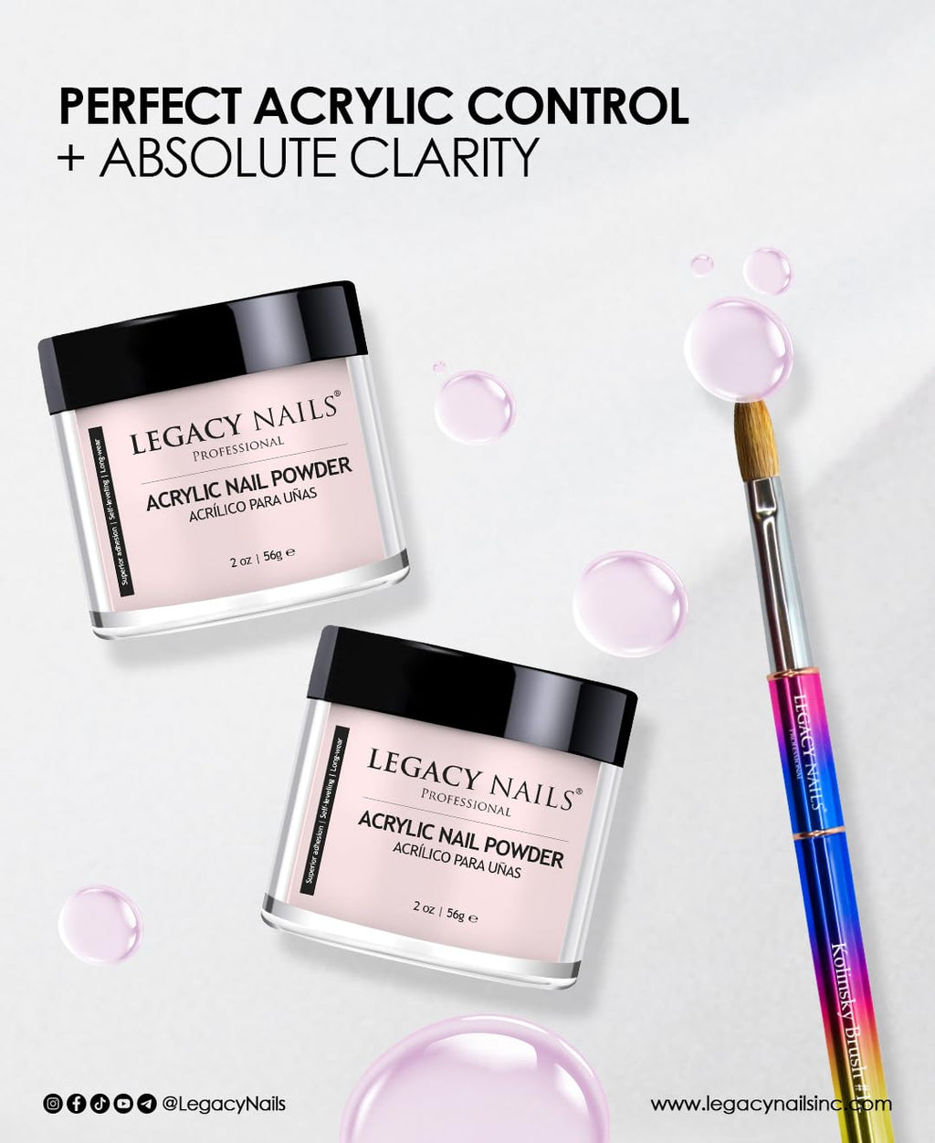 Legacy Nails Crystal Pink Acrylic Powder – 1 lb / 16 oz – Natural Pink Finish for French Manicures