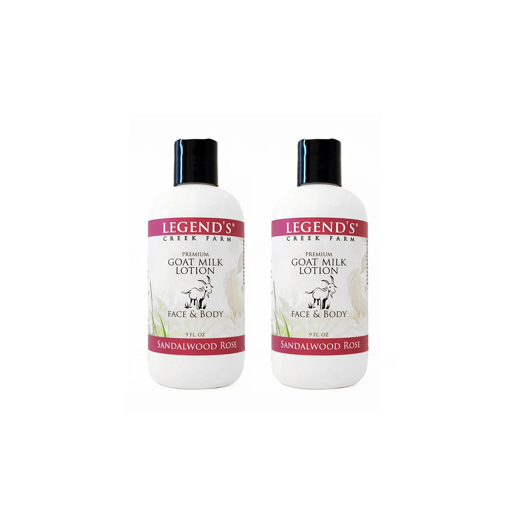 Legend's Creek Goat Milk Lotion – 9 oz (2-Pack) Sandalwood Rose for Body, Hands & Face