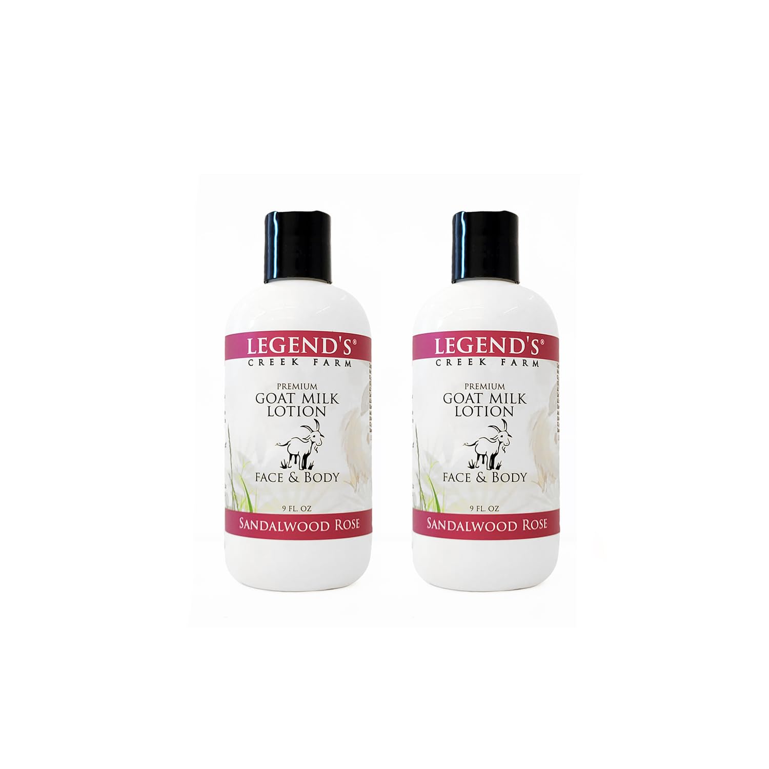Legend's Creek Goat Milk Lotion – 9 oz (2-Pack) Sandalwood Rose for Body, Hands & Face
