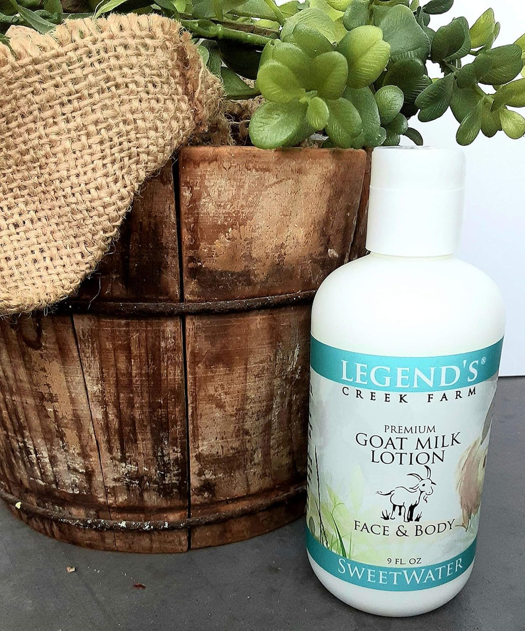 Legend's Creek Farm Goat Milk Lotion – 9 oz Moisturizing Body, Hand & Face (2-Pack) Sweetwater