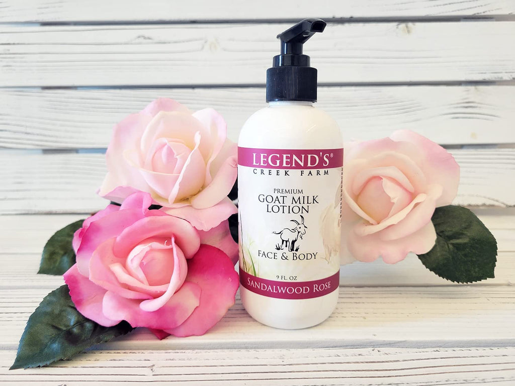 Legend's Creek Goat Milk Lotion – 9 oz (2-Pack) Sandalwood Rose for Body, Hands & Face