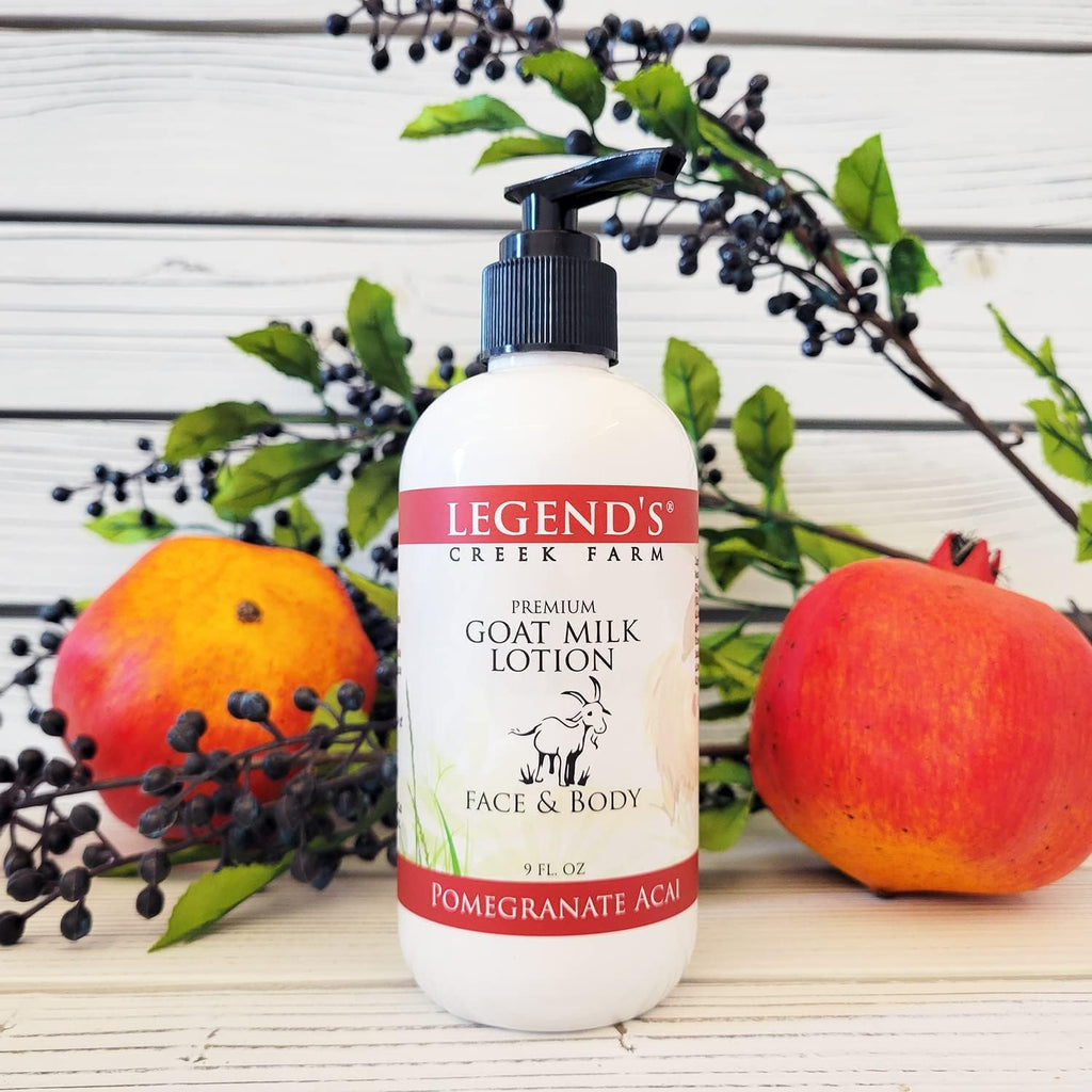 Legend's Creek Farm Goat Milk Lotion – Moisturizing 2-Pack, 9 oz Each, Pomegranate Acai