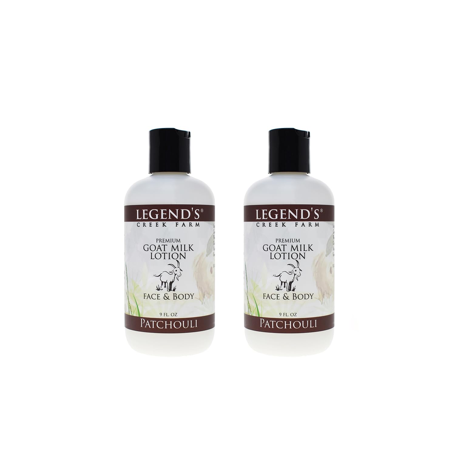 Legend's Creek Goat Milk Lotion Patchouli 2-Pack, 9 oz – Deeply Moisturizing Body, Hand & Face Lotion