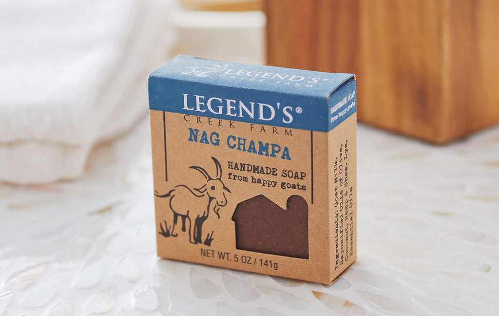 Legend's Creek Farm Goat Milk Soap - Cleansing Moisturizing Bar for Hands & Body - 5 Oz, Creamy Lather, Nag Champa, Pack of 2