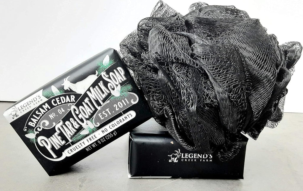 Legend's Creek Goat Milk Soap - Triple Milled Moisturizing Bar for Hands & Body (9 oz) - Balsam Cedar & Pine Tar - Pack of 2