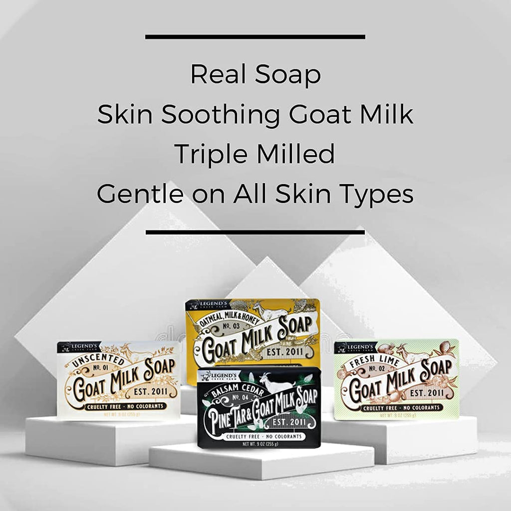 Legend's Creek Goat Milk Soap - Triple Milled 9 oz Bar for Hands and Body (Oatmeal Milk & Honey)