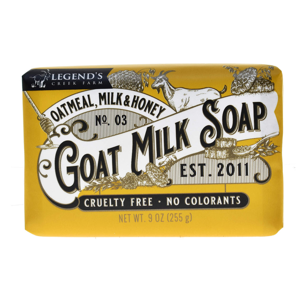 Legend's Creek Goat Milk Soap - Triple Milled 9 oz Bar for Hands and Body (Oatmeal Milk & Honey)