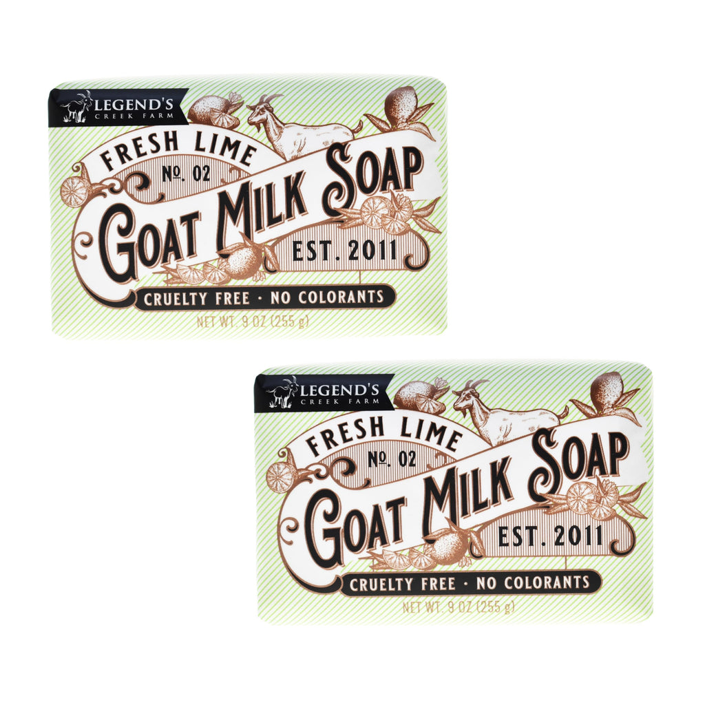 Legend's Creek Goat Milk Soap – Triple Milled Moisturizing Bar, Fresh Lime, 9 oz (Pack of 2)