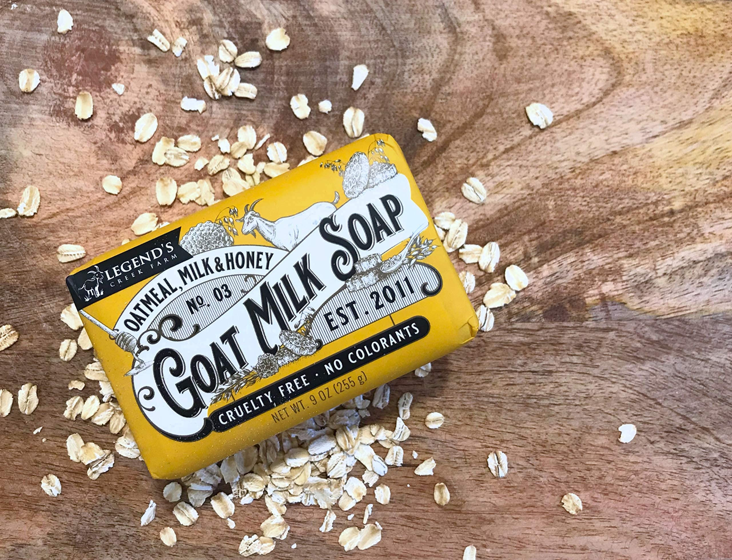 Legend's Creek Goat Milk Soap - Triple Milled 9 oz Bar for Hands and Body (Oatmeal Milk & Honey)