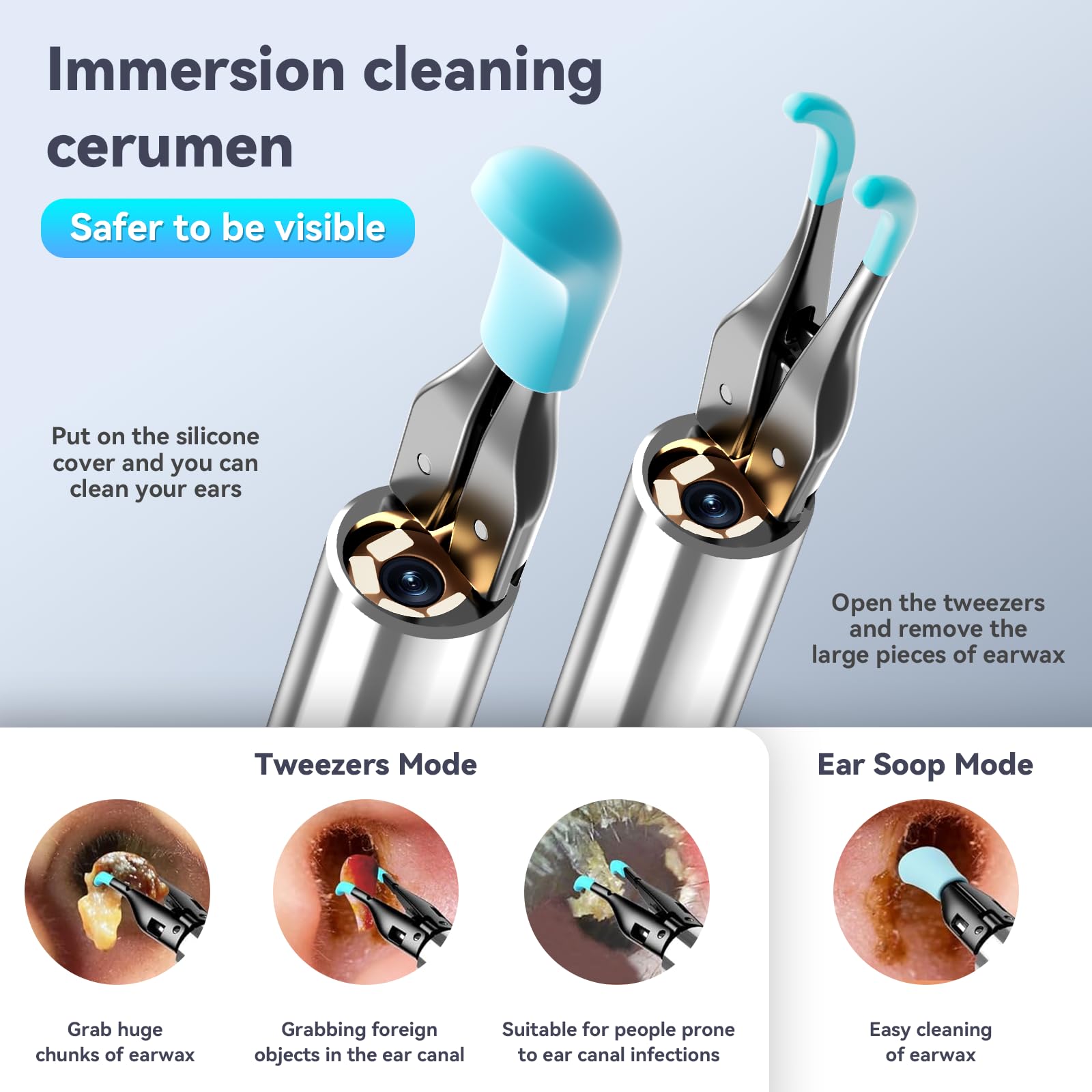 LEIPUT Ear Cleaner Tweezers with 6 Ear Spoon – Otoscope & Earwax Removal Kit