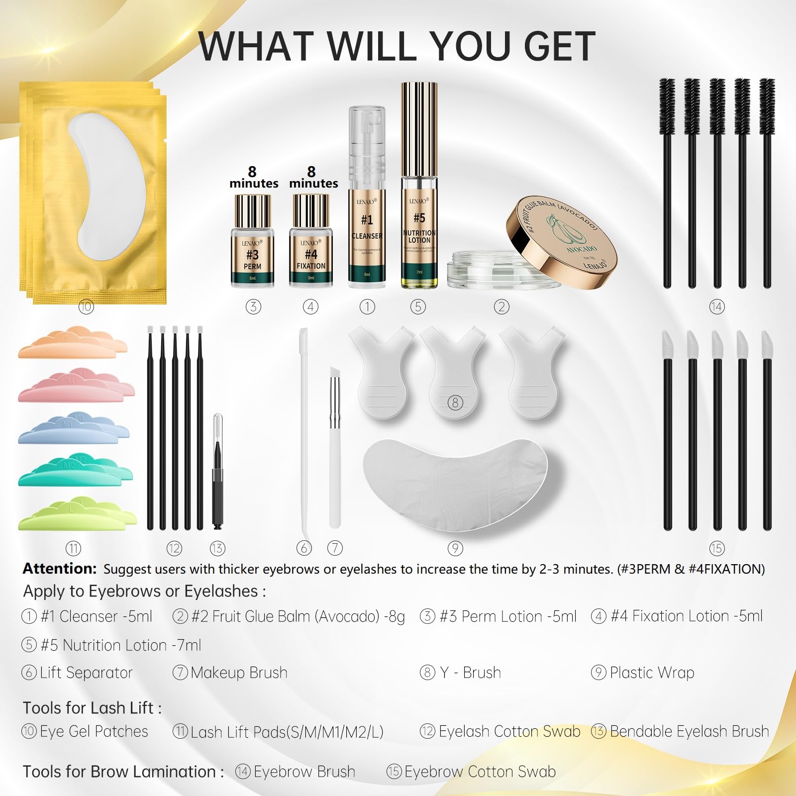 LENAJO Avocado Lash Lift & Brow Lamination Kit – 2-in-1 Professional Perm Set