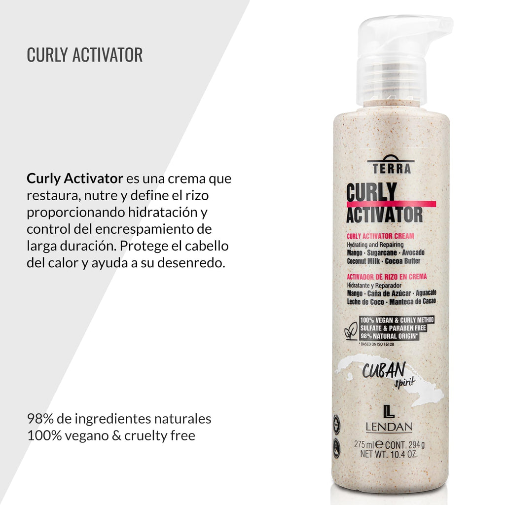 Lendan Curly Cuban Spirit 4-Piece Kit by Terra – Low Poo Shampoo, Co-Wash, Curl Gel & Activator Cream