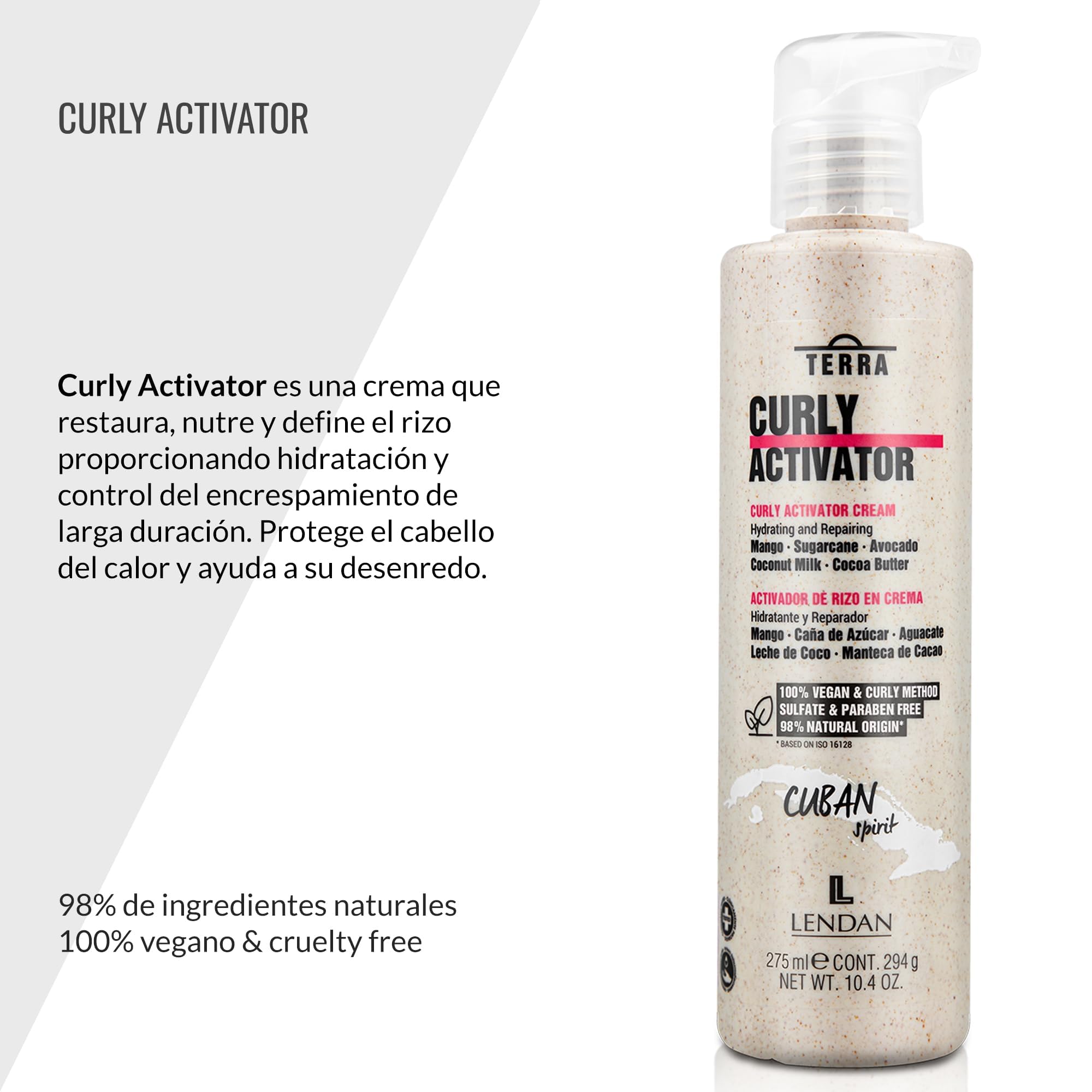Lendan Curly Cuban Spirit 4-Piece Kit by Terra – Low Poo Shampoo, Co-Wash, Curl Gel & Activator Cream