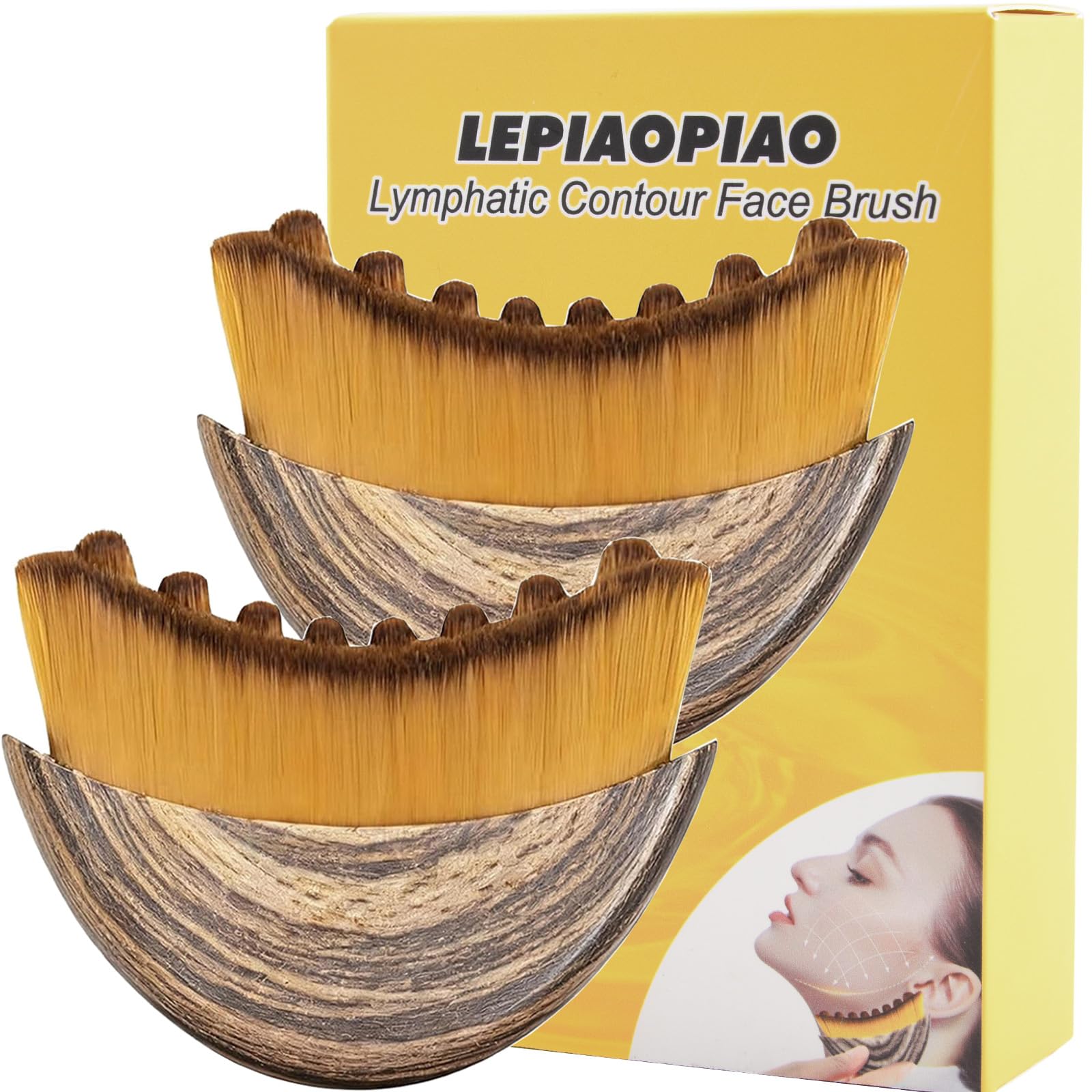 LEPIAOPIAO 2-Pack Lymphatic Contour Face Brush — Ergonomic Dry Drainage Massager