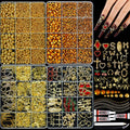 LERBOU Gold Nail Charms & Gems Set — 4 Boxes DIY Nail Decorations Kit | Gold 3D Charms, Champagne Rhinestones, Y2K Punk Style