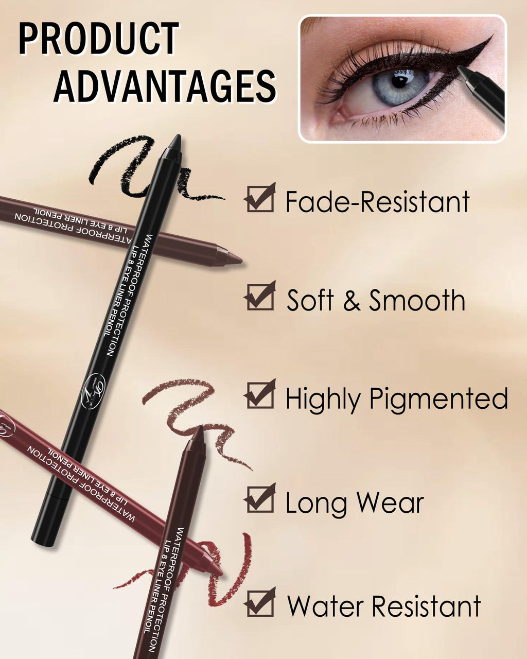 Lestpola 10 Pcs Gel Eyeliner Pencil Set – Waterproof Matte Liners with Sharpener