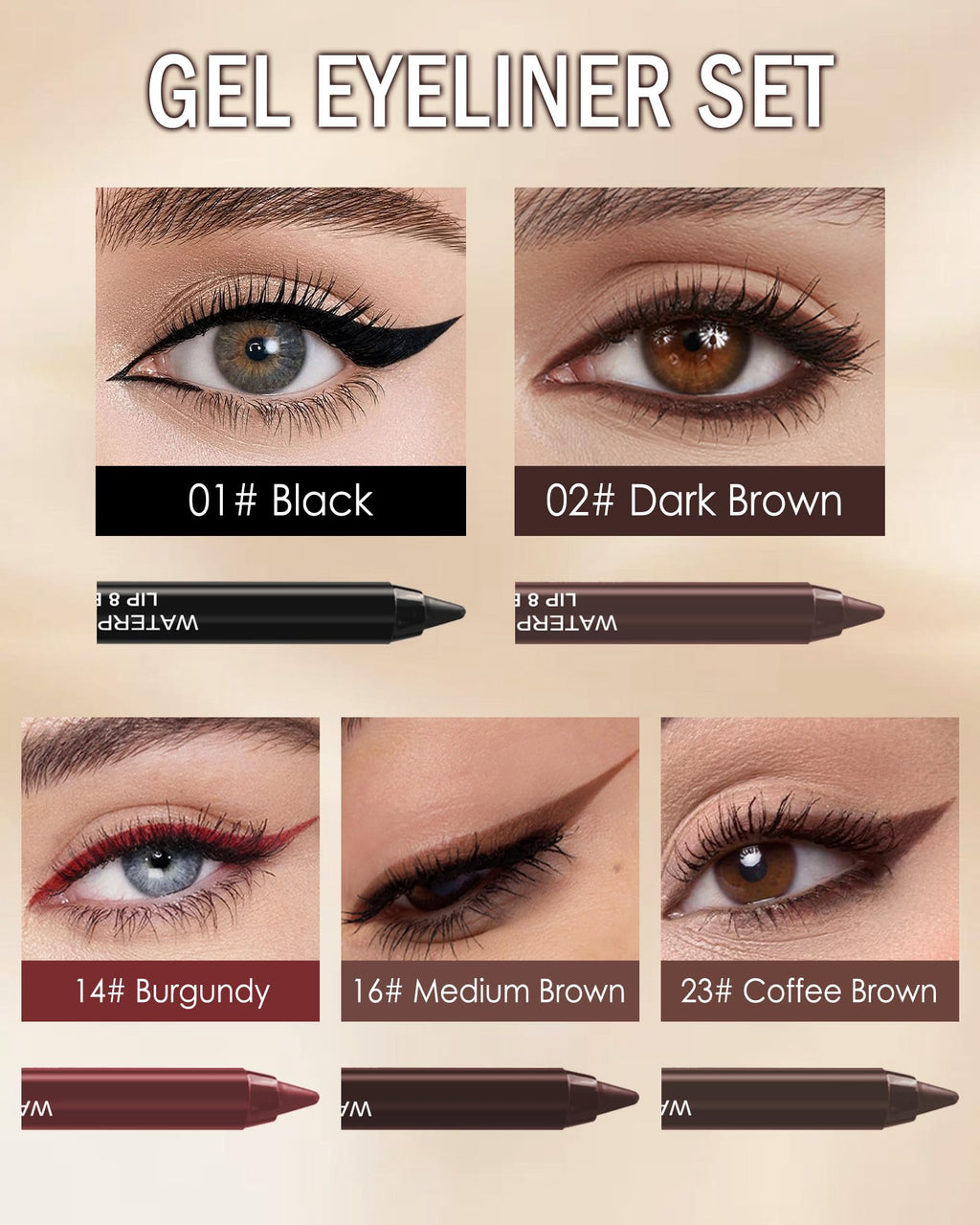 Lestpola 10 Pcs Gel Eyeliner Pencil Set – Waterproof Matte Liners with Sharpener