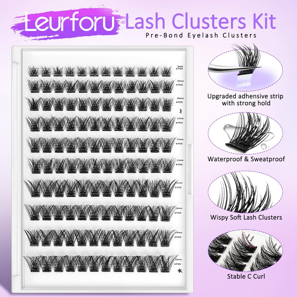 Leurforu Self-Adhesive Eyelash Clusters Kit – 240 Pcs, No Glue Needed