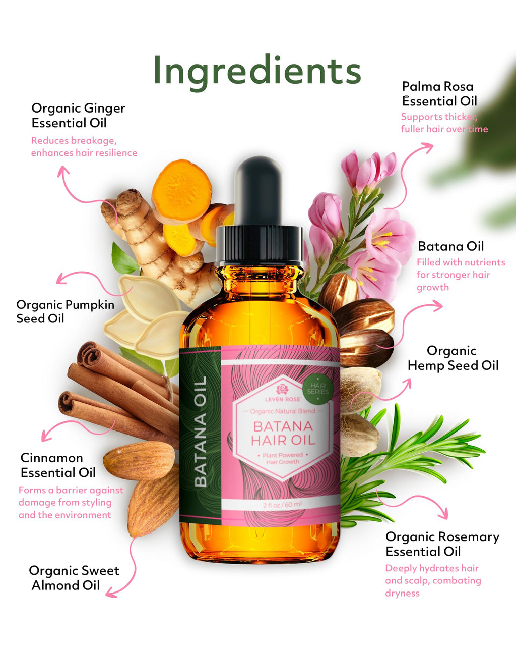 Leven Rose Organic Batana Oil Hair Serum – Growth, Repair, and Shine (2 oz)