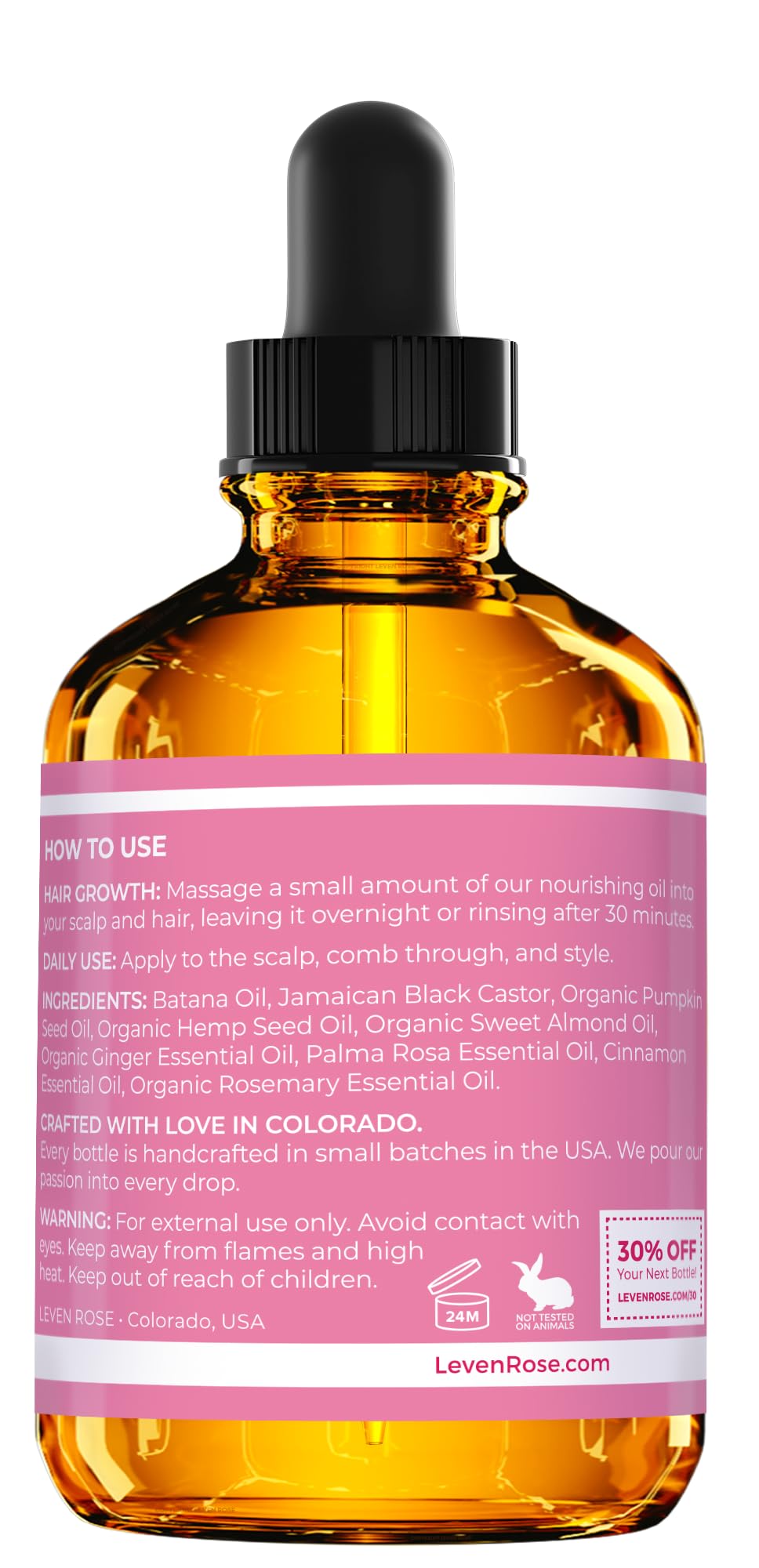 Leven Rose Organic Batana Oil Hair Serum – Growth, Repair, and Shine (2 oz)