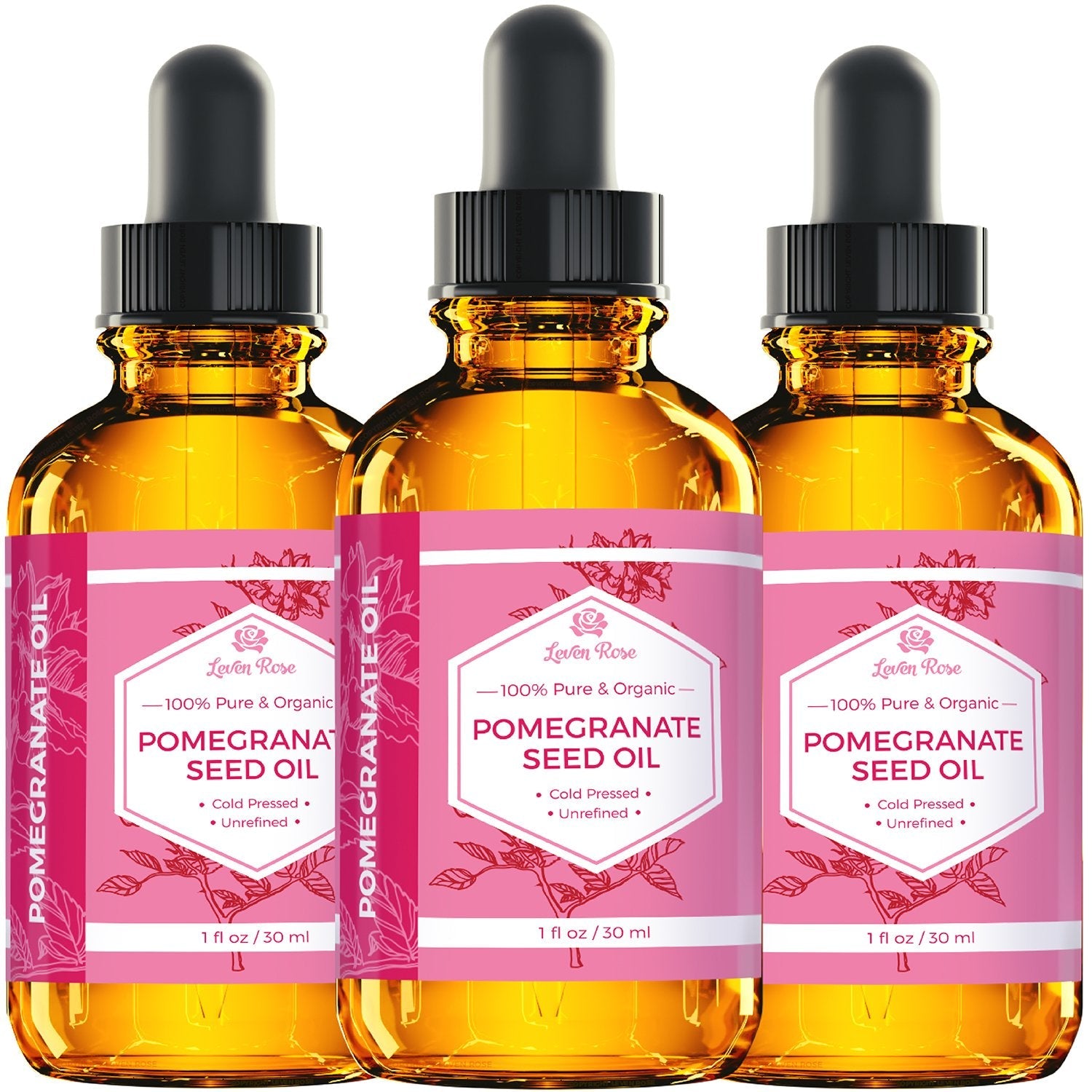 Leven Rose Pomegranate Seed Oil – 100% Pure, Unrefined, Cold-Pressed Moisturizer (1 oz)