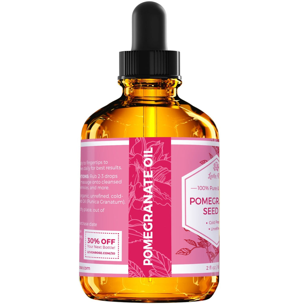 Leven Rose Pomegranate Seed Oil – 100% Pure, Cold-Pressed Moisturizer for Hair, Skin & Nails (2 oz)