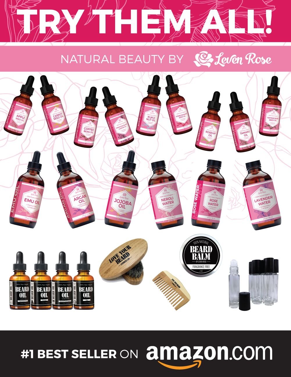 Leven Rose Pomegranate Seed Oil – 100% Pure, Unrefined, Cold-Pressed Moisturizer (1 oz)
