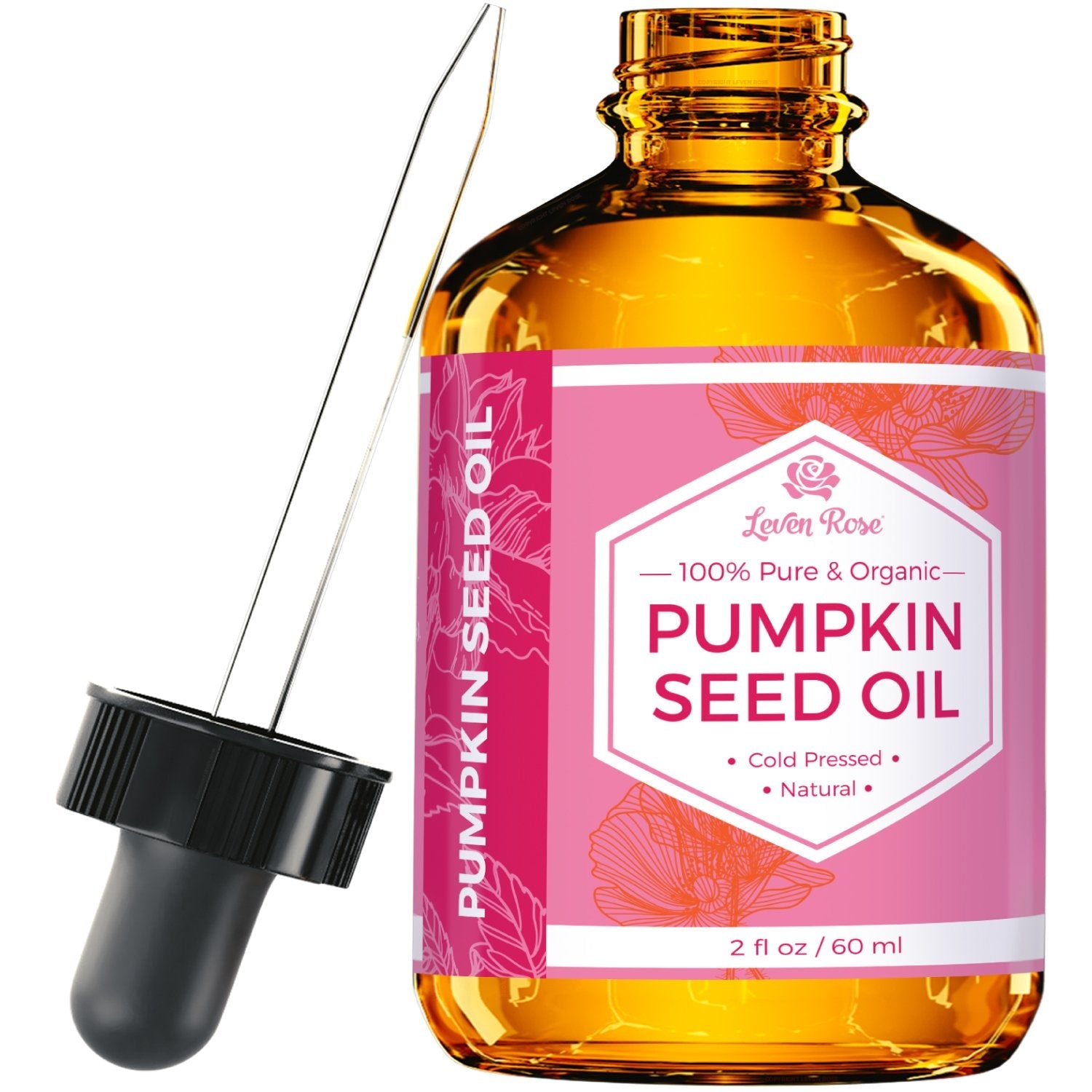 Leven Rose Pumpkin Seed Oil for Hair Growth – 2 oz Pure Cold-Pressed Oil for Skin, Hair & Nails