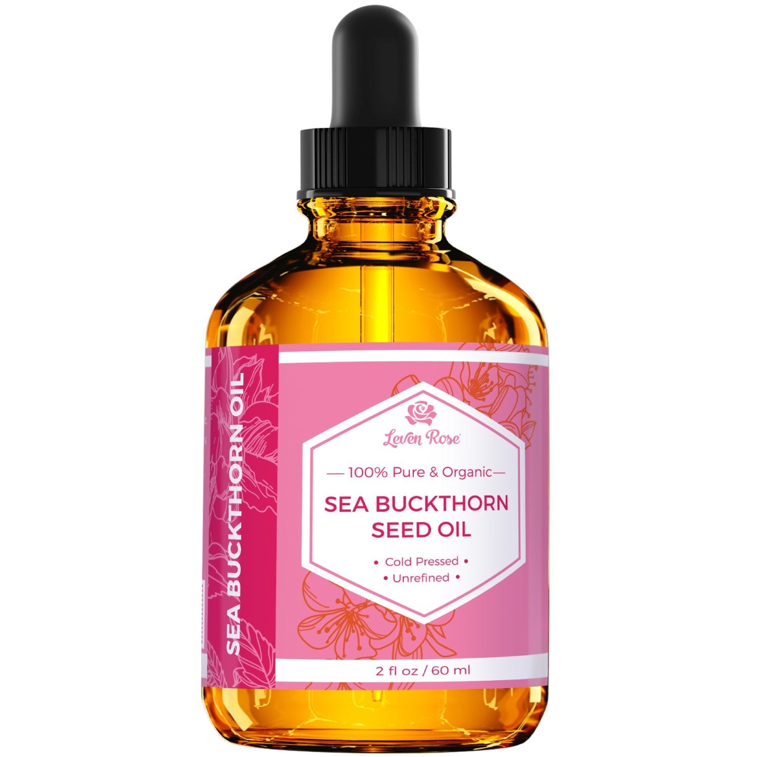 Leven Rose Sea Buckthorn Seed Oil – 100% Pure, Cold-Pressed, 2 oz