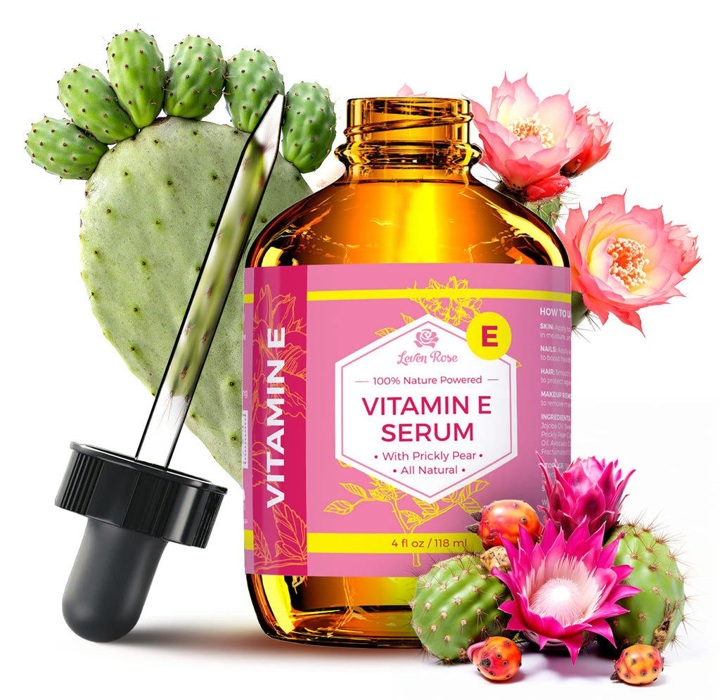 Leven Rose Vitamin E Oil Serum for Face & Skin - 4 oz Hydrating Multi-Use Oil