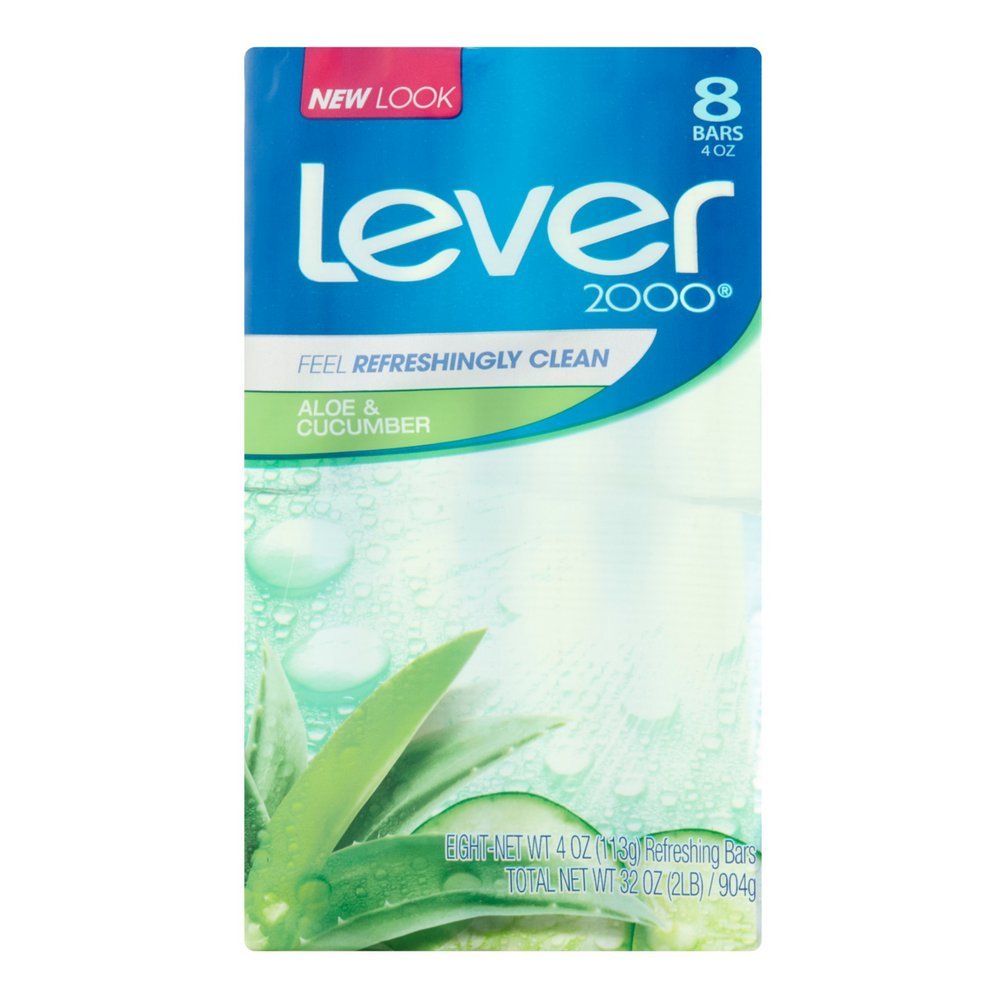 Lever 2000 Bar Soap – Aloe & Cucumber, 4 oz Bars, 8 Count (5 Pack)