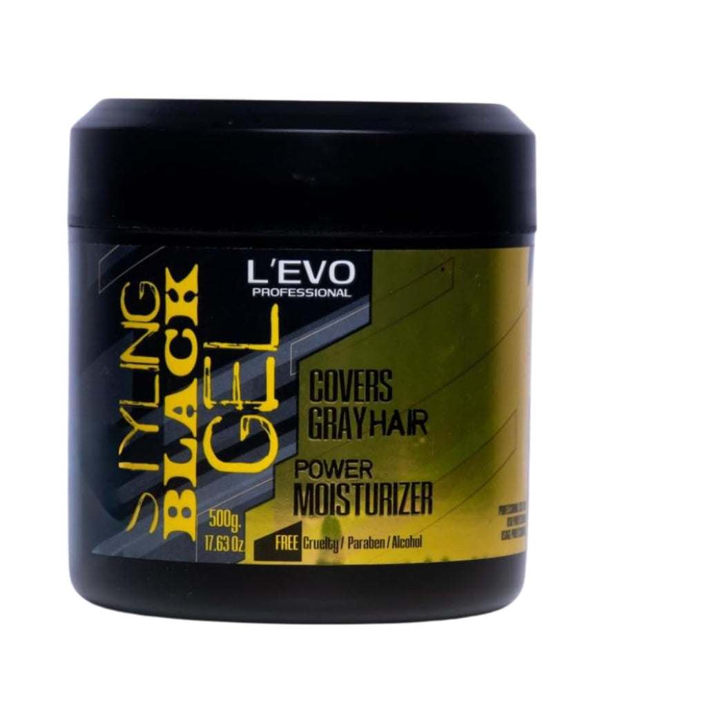 L'EVO PROFESSIONAL Black Styling Gel for Men – Medium Hold, Gray Blending, 17.63 oz