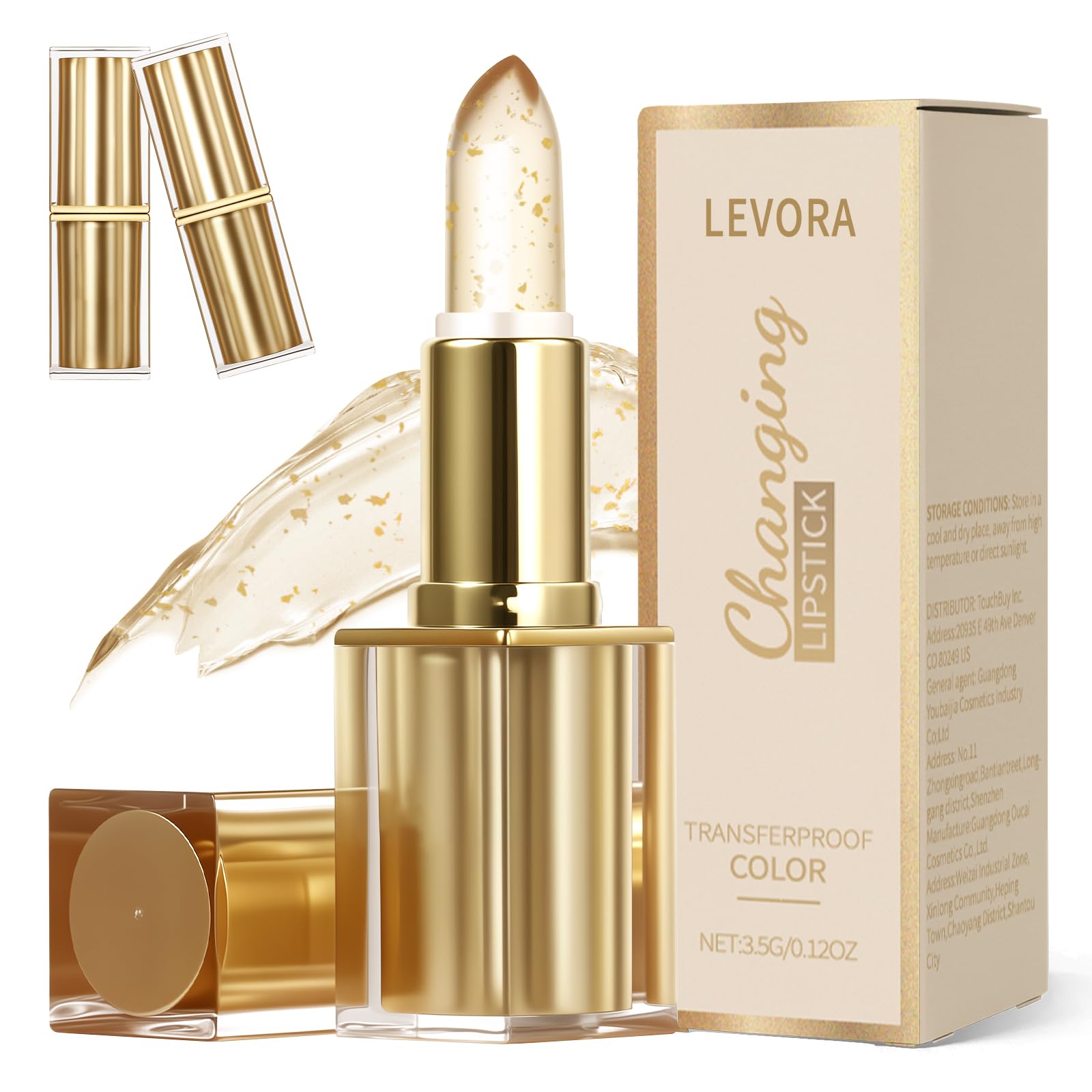Levora Color Changing Lipstick & Golden Crystal pH Lip Balm (2 Pack) – Moisturizing Shine