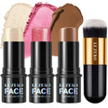 Lezero 3Pcs Contour Stick Kit – Light Shades with Highlighter, Blush & Bronzer