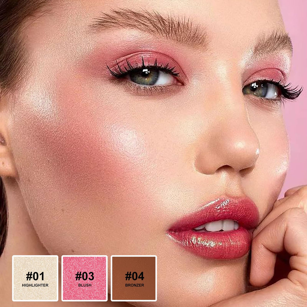 Lezero 3Pcs Contour Stick Kit – Light Shades with Highlighter, Blush & Bronzer