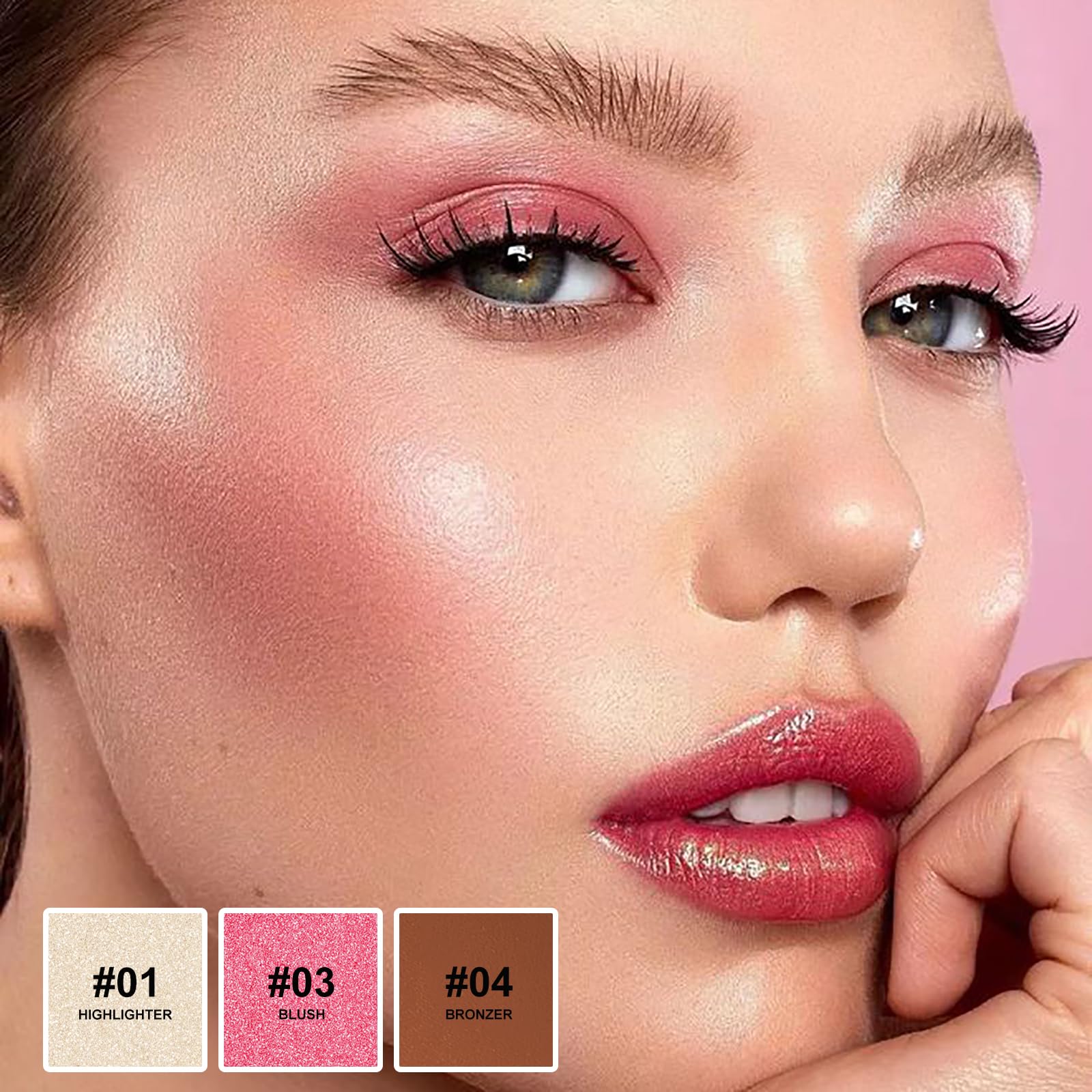 Lezero 3Pcs Contour Stick Kit – Light Shades with Highlighter, Blush & Bronzer