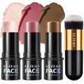 Lezero 3Pcs Contour Stick Kit – Light Medium | Highlighter, Blush & Bronzer for All Skin Types