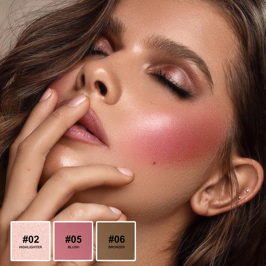Lezero 3Pcs Contour Stick Kit – Light Medium | Highlighter, Blush & Bronzer for All Skin Types