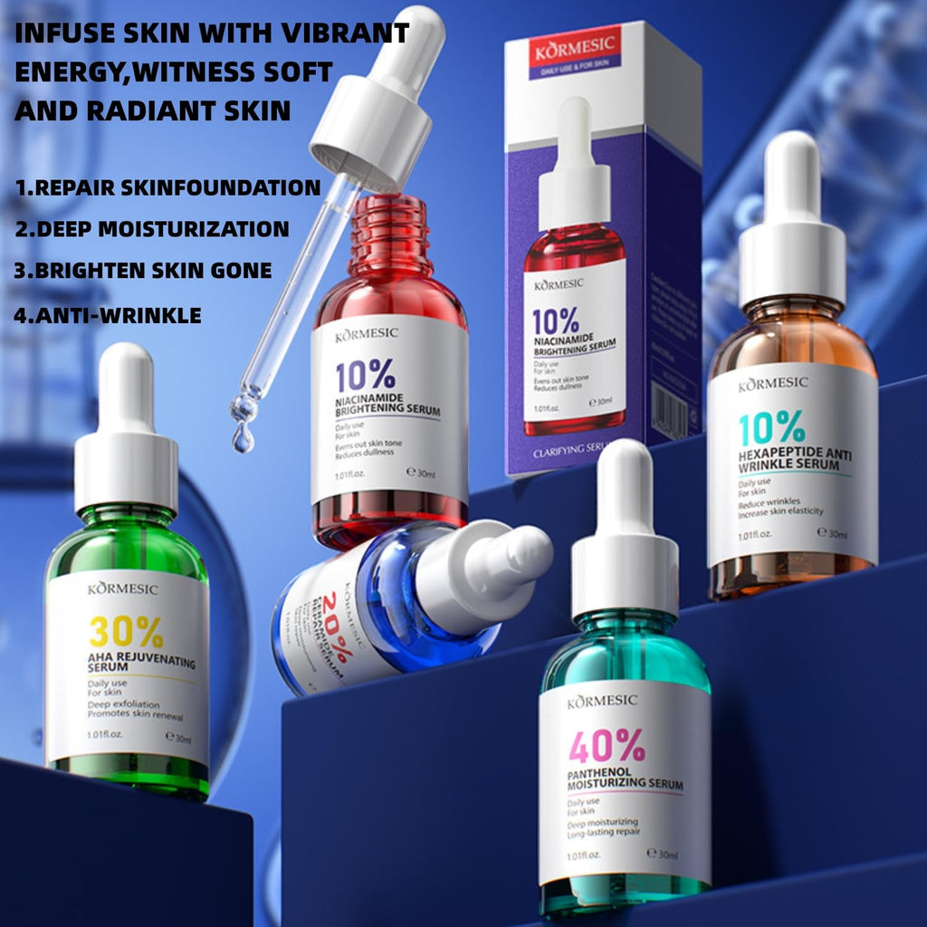 LGSZGDCN 10% Niacinamide Serum with Retinol, Vitamin C & Peptides + Hyaluronic Acid – Korean Skincare Bundle