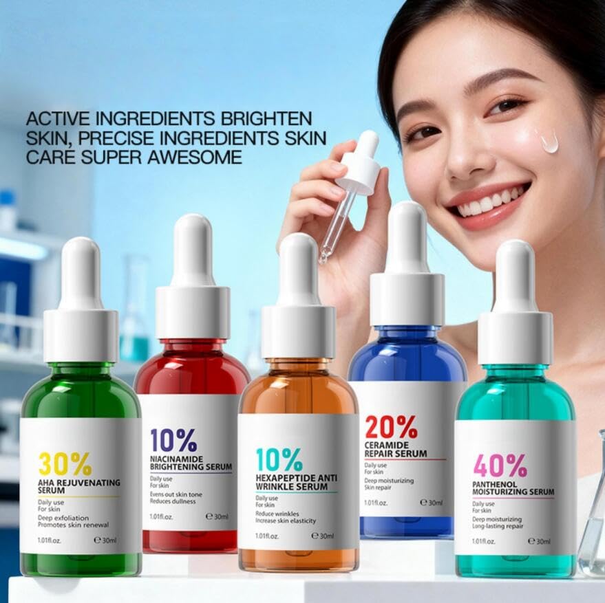 LGSZGDCN 10% Niacinamide Serum with Retinol, Vitamin C & Peptides + Hyaluronic Acid – Korean Skincare Bundle