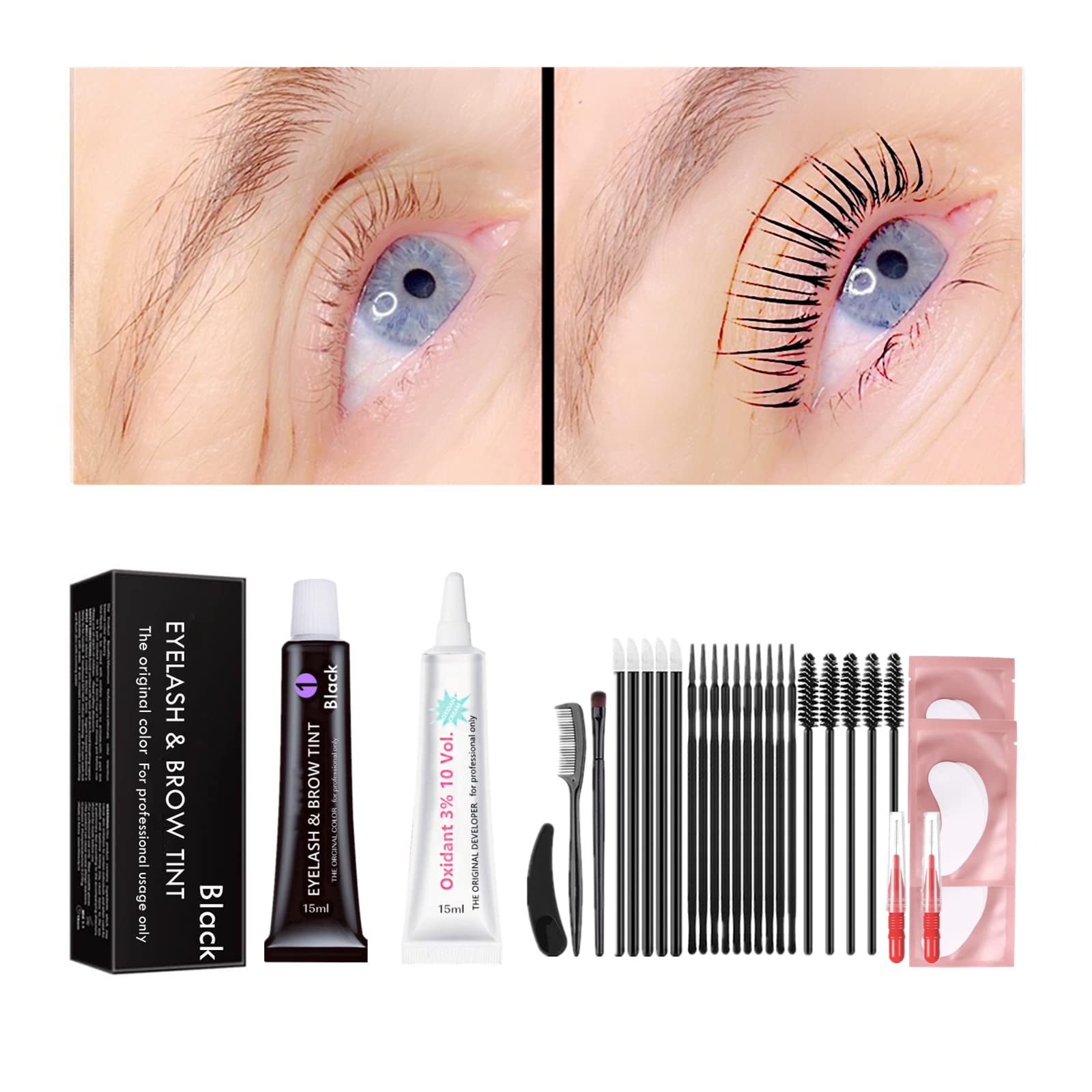 Libeauty Black Lash Tint Kit – Keratin Dye for Lashes & Brows | 6-Week Tint, DIY Lash Lift Kit