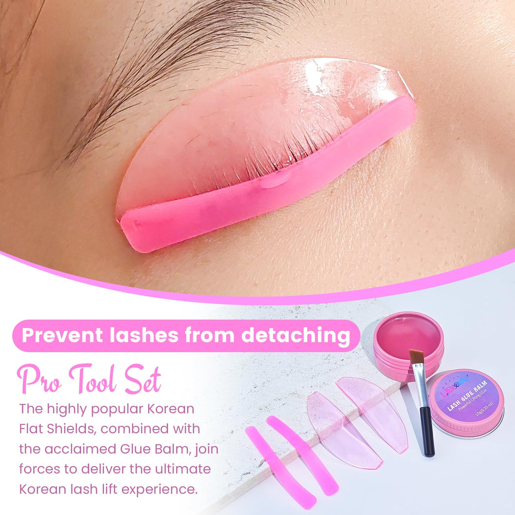 Libeauty 3 Pcs Lash Lift Kit – Glue Balm, Flat Shields & Ribbon for Salon & DIY