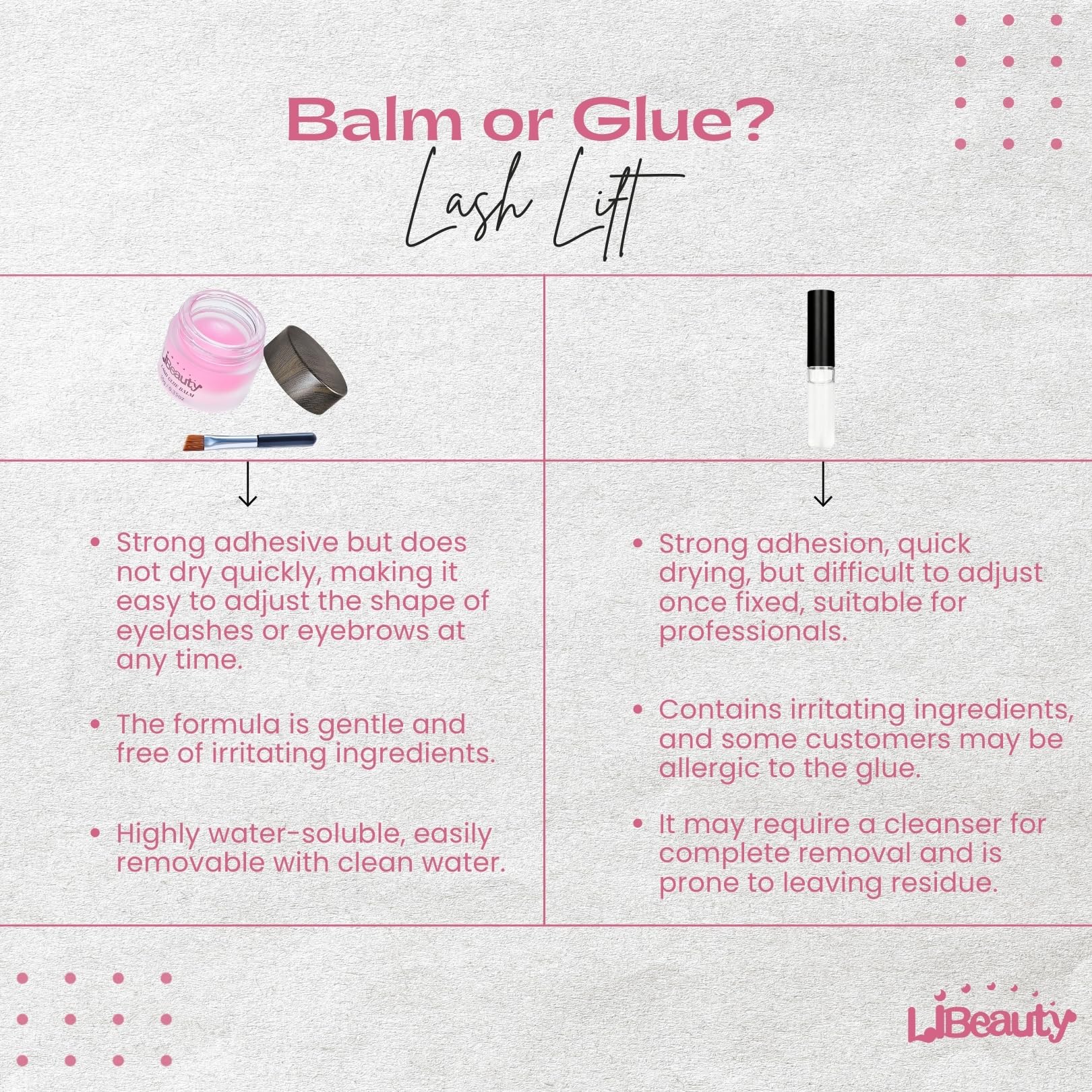 Libeauty Salon Choice Lash Lift Glue Balm – Pink Peach, Gentle, Water-Soluble, Brush Included