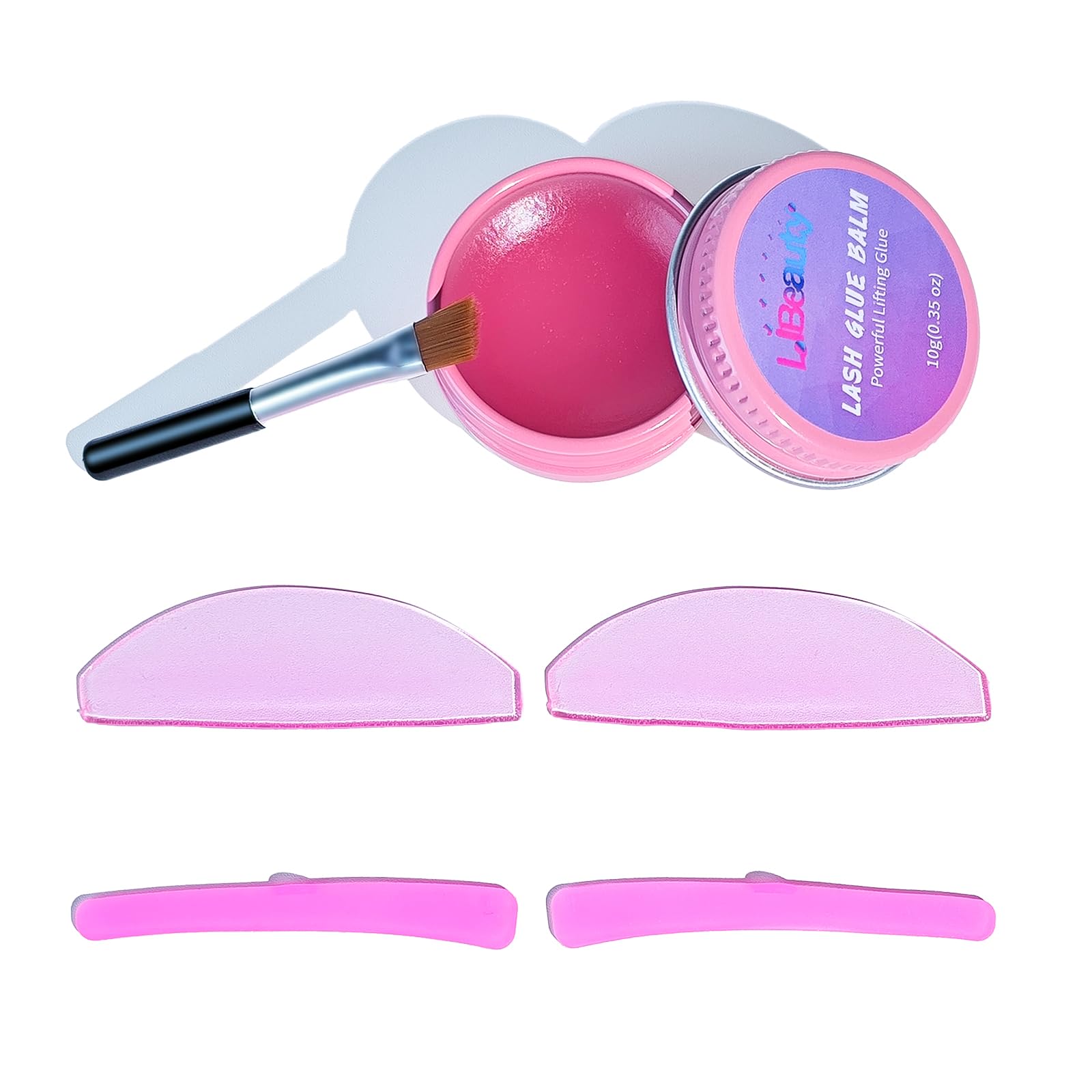 Libeauty 3 Pcs Lash Lift Kit – Glue Balm, Flat Shields & Ribbon for Salon & DIY