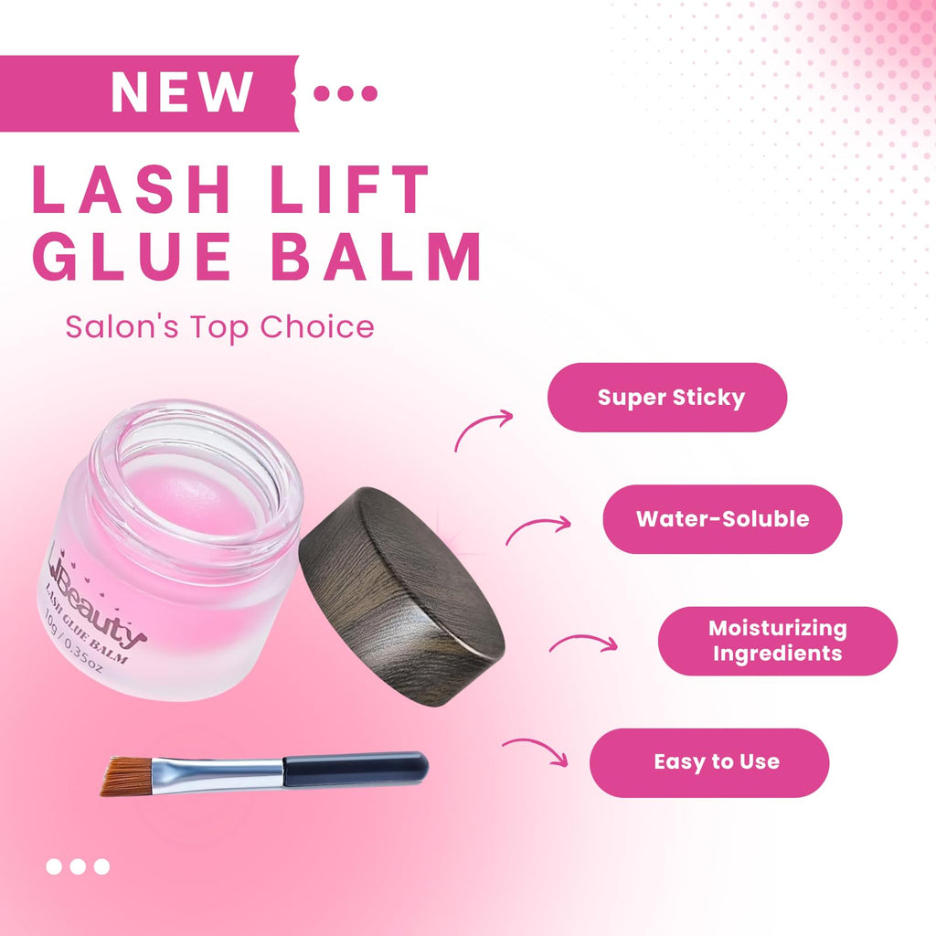 Libeauty Salon Choice Lash Lift Glue Balm – Pink Peach, Gentle, Water-Soluble, Brush Included