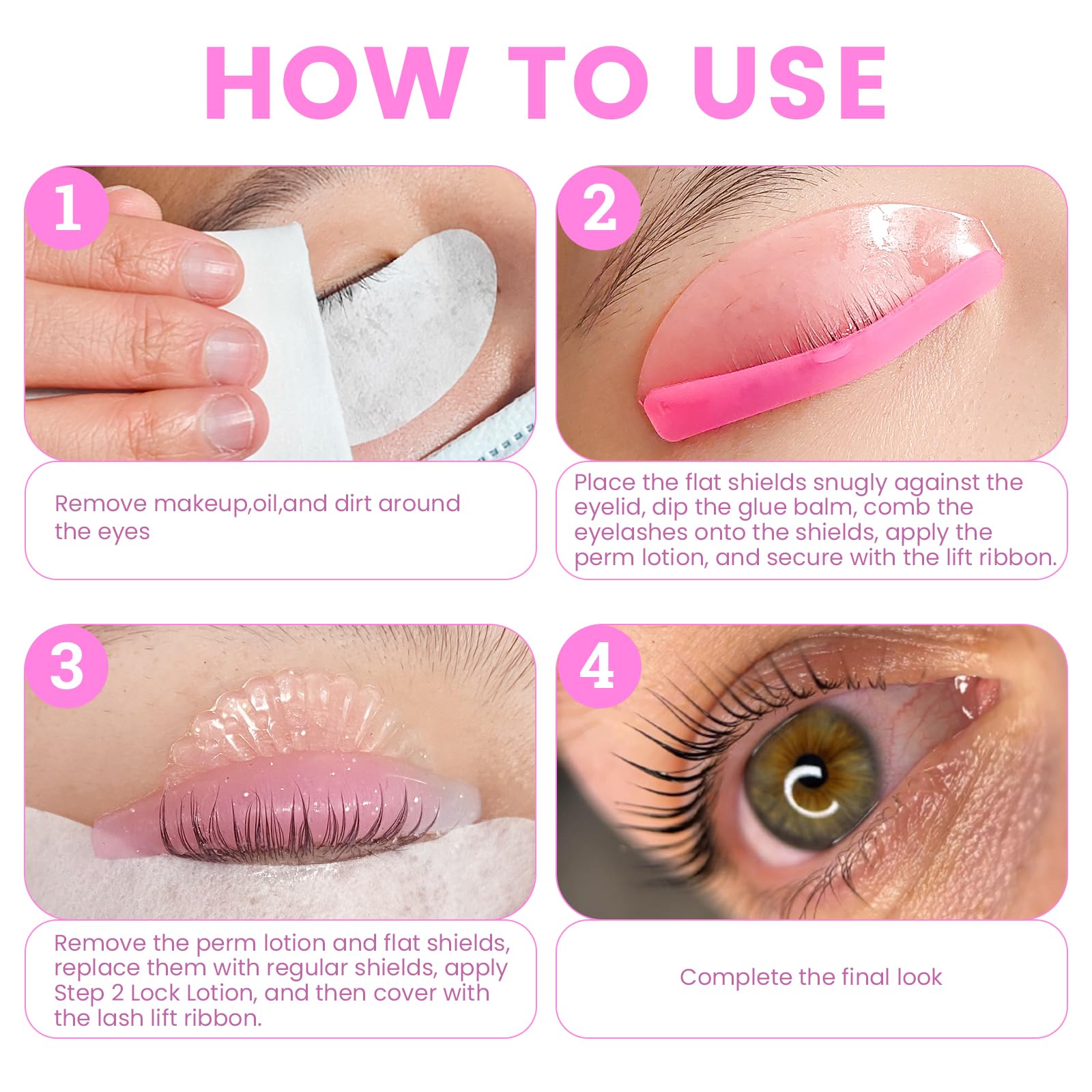 Libeauty 3 Pcs Lash Lift Kit – Glue Balm, Flat Shields & Ribbon for Salon & DIY