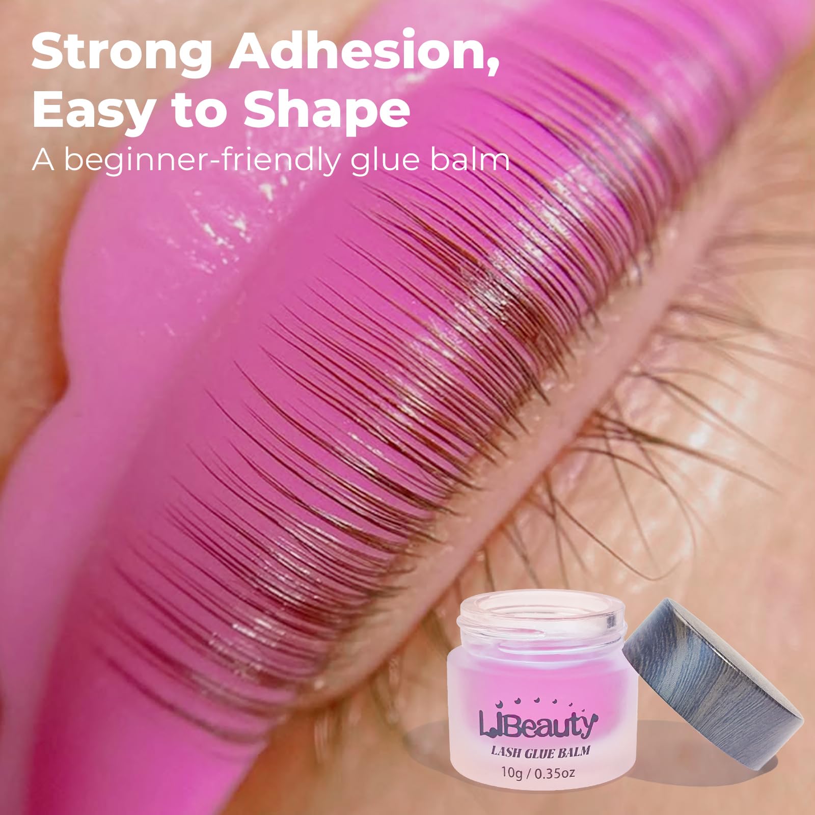 Libeauty Salon Choice Lash Lift Glue Balm – Pink Peach, Gentle, Water-Soluble, Brush Included