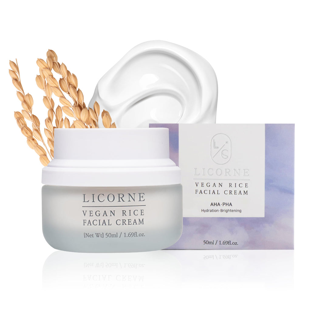 LICORNE Vegan Rice Facial Cream – Lightweight Daily Moisturizer for Glass Skin | 1.69 fl oz